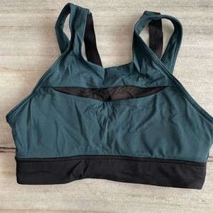 Lululemon high neck sports bra - teal and black - size 8
